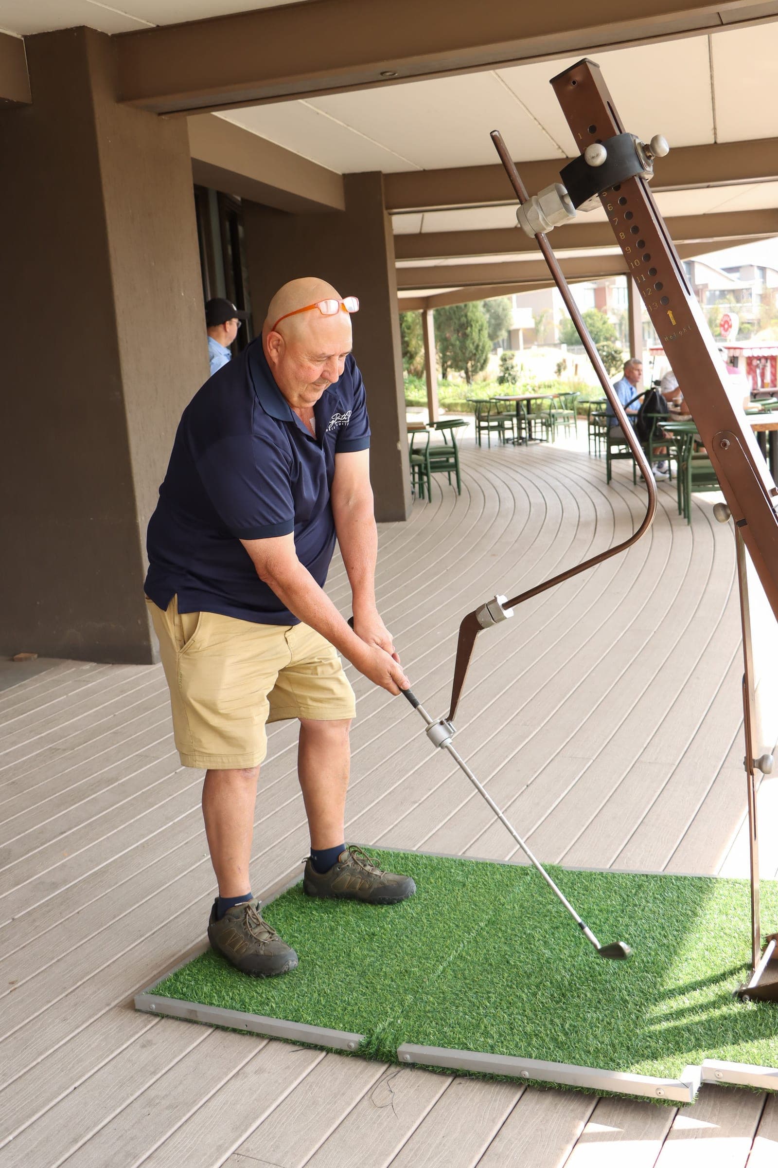 Chris, our developer, showing the way on the Swing Path Pro